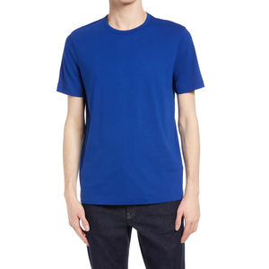 Color azul sensación suave en blanco cuello redondo manga corta algodón camisetas Pakistán hecho mejor calidad 100% algodón hombres camiseta - Product Image 1