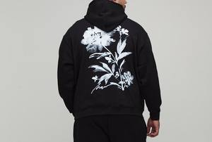 เสื้อฮู้ดผ้าฝ้ายสำหรับผู้ชายและผู้หญิงเสื้อมีฮู้ดพิมพ์ลายดอกไม้ดีไซน์แบบกำหนดเองทั้งหมด - Product Image 4