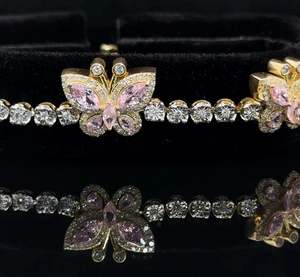 Pulsera de Tenis con Cuentas de Moissanita, Plata de Ley 925, Diamante Amarillo, Mariposa Multicolor, Regalo Romántico Perfecto para Cumpleaños - Product Image 2