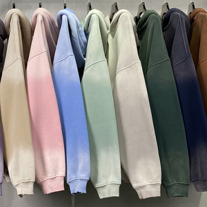 Sweat-shirt surdimensionné délavé à l'acide lourd Streetwear personnalisé ensemble pantalon de survêtement et sweat à capuche unisexe en coton éponge vintage français - Product Image 3