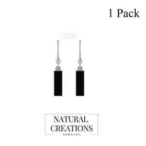 ต่างหูเงินแท้ 925 ชุบเงินแท้ ประดับพลอยแบล็คออนิกซ์ทรงบาแก็ตต์รูปหัวใจคู่ ดีไซน์หรูหราทันสมัย เหมาะเป็นของขวัญงานแต่งงาน - Product Image 2