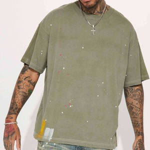 T-shirt en coton personnalisé pour homme, grand format, 300g, lavage à l'encre, fabricant de t-shirts en coton vierge - Product Image 5