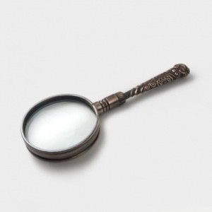 Loupe authentique de style rococo, loupe à main vintage en argent, loupe de lecture pour les journaux, accessoire classique en argent - Product Image 1