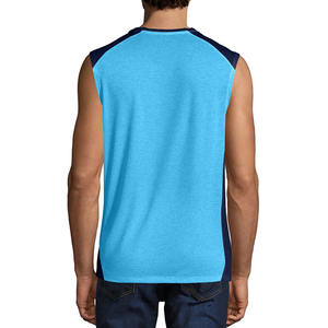 Gran Venta de camisetas sin mangas de talla grande para hombre, chaleco de gimnasio sin mangas con cuello redondo ligero personalizado con panel de hombro sólido en blanco a la venta - Product Image 3
