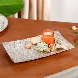 Bandeja Decorativa de Metal de Aluminio y Latón, Estilo Rústico, Rectangular, para Plantas, Flores, Servir, Ramadán, Artesanía, Pétalos - Product Image 6