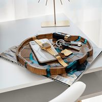 Artesanía de Resina y Madera Hecha a Mano, Imitación Antigua, Detalles en Resina Azul, Color y Tamaño Personalizables, Estilo Europeo, para Uso en Hoteles y Restaurantes
