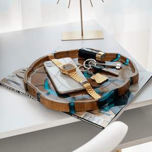 Plateaux de service faits à la main en résine en bois taille de couleur personnalisée pour artisanat cadeaux vacances saint valentin Buffet affichage Sculpture Art - Product Image 4