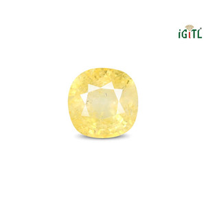 Saphir Jaune Naturel de 7,57 Carats (Pukhraj) - Pierre Précieuse Facettée Taille Émeraude - Product Image 1