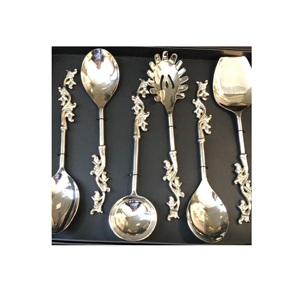 Juego de cubiertos de ensalada de latón y acero inoxidable con diseño de pájaro de 8 con esmalte para el hogar, juegos de cubiertos de Metal de tamaño personalizado para servir ensaladas - Product Image 6