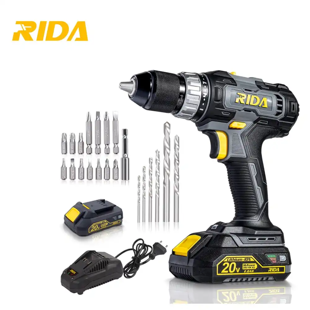 RIDA Amazon Best Selling 20V Cordless Power drill taladro inalambrico with Lithium Rechargeable battery
