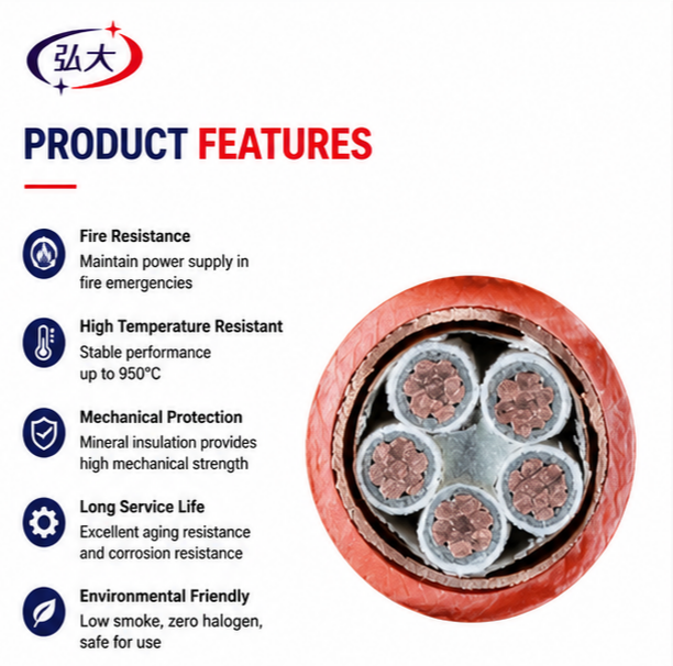 BBTRZ Mineral Insulated Fire Resistant Cable  High Temperature Copper Core Halogen Free Flame Retardant for Safety  Applications