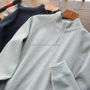 2026 New Design Men <b>Waffle</b> Hoodie Solid Color Long Sleeved <b>Waffle</b> Polo <b>Shirt</b> Pullover Half Zipper <b>Waffle</b> Hoodie For Men - Product Image 1