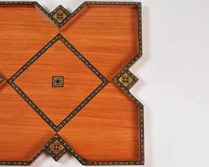 Plateau moderne en bois de noyer pouf avec poignées plateau de service pour la décoration de salon idée cadeau pour la maison - Product Image 4