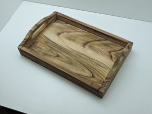 Plateau de service en bois de forme ronde de couleur marron de style vintage en bois massif naturel pour la vaisselle de bureau de fête d'anniversaire vaisselle utilisée - Product Image 3