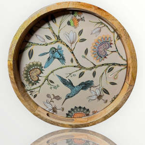 ARTWORK MAESTRO Wooden MDF <b>Serving</b> Tray Round with Luxury Enamel Print Multifunctional Tableware & <b>Beverage</b> Tray - Product Image 2