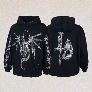 Sudadera con Capucha Personalizada para Hombre, Estilo Urbano, 100% Algodón, Sin Forro, Lavado Ácido, Corte Regular, Impresión Serigráfica, Ecológica, para Invierno - Product Image 1