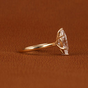 Anillo de compromiso de corte Marquesa de 1,5 CT de oro amarillo de 14KT, nuevo estilo clásico, ajuste de bisel de diamante cultivado en laboratorio, joyería con certificado IGI - Product Image 5