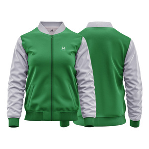 Veste bomber formelle ample à col rond, coupe-vent, respirante, écologique, couleur unie, logo personnalisé, en laine et viscose, style varsity - Product Image 3