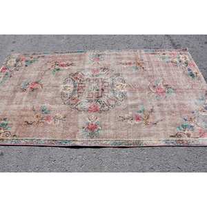 พรมขนแกะสูง4.1 x 7.7ft สีเบจแบบตุรกีโบราณทำด้วยมือทำด้วยมือวัสดุขนสัตว์เย็บปะติดปะต่อกันด้วยน้ำยางสี่เหลี่ยมผืนผ้าห้องรับประทานอาหาร - Product Image 3