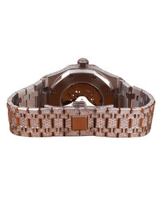 Montre en diamant moissanite ronde de clarté VVS entièrement sertie pour femmes, montre intelligente en or blanc, qualité d'exportation indienne, de marque - Product Image 4