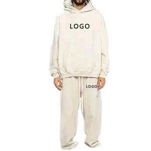 Conjunto Deportivo de Hombre, de Alta Calidad, Transpirable, Lavado Ácido, 100% Algodón, Felpa, Hombros Caídos, Pantalones Deportivos Holgados de Invierno - Product Image 6