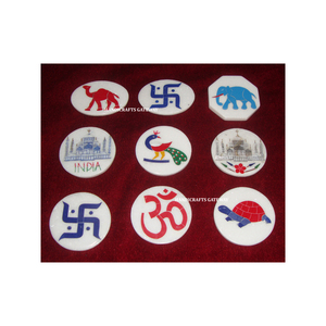 Giveaway New Design Latest Handmade High Quality <b>White</b> Marble Inlay Multiple Design <b>Coaster</b> Set for Home Kitchen Use and Office - Product Image 1