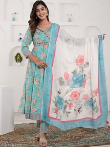 Style moderne à la mode lourd et beau pantalon Anarkali Kurti le plus tendance avec Dupatta avec travail imprimé aux tarifs de gros OEM - Product Image 6
