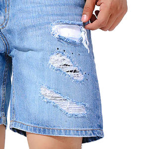 Bermuda confortable en denim déchiré à prix d'usine pour hommes/Short en denim décontracté personnalisé à coupe décontractée à bas prix pour hommes - Product Image 4
