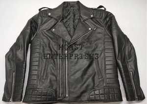 High Quality Customizable Cow Skin Leather Jacket Logo <b>Vintage</b> Style Denim Fabric Plain Dyed Zipper Winter OEM Service Available - Product Image 2