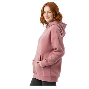 Sweat-shirt oversize décontracté en polyester/coton pour femmes avec épaules tombantes, utilisation en saison hivernale, service OEM - Product Image 1