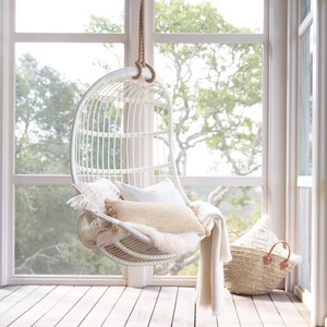 Balançoire à une place en rotin naturel et osier, chaise suspendue à œufs de qualité supérieure, décoration extérieure unique - Product Image 3