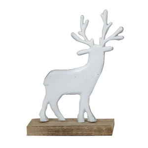 Nouveau produit de décoration de Noël de luxe Cerf en aluminium de couleur blanche sur socle en bois du fabricant et du fournisseur indien - Product Image 3