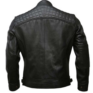 Men's PU Coated Stand Collar Winter <b>Vintage</b> Biker <b>Motorcycle</b> <b>Jacket</b> Black Brown Distressed Front Logo - Product Image 3