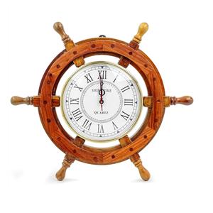 Premium Wood Ship Wheel Deluxe Nautical Captain's Maritime Brass Ring Anchor Design Brown Classic Brass Handles - Product Image 4