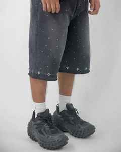 กางเกงขาสั้นผ้ายีนส์ทรงหลวมอินเทรนด์สำหรับผู้ชายใส่สบายฤดูร้อนตกแต่งด้วยพลอยเทียมคริสตัล2025 - Product Image 6