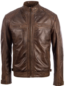 High Street 100% chaqueta de cuero genuino Slim Fit transpirable Viscos forro de satén cierre de cremallera cuello alto chaqueta de invierno - Product Image 3