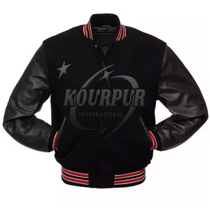 Varsity Baseball Blouson aviateur léger Support personnalisé Couleur noire Texte Logo Style Letterman - Product Image 1