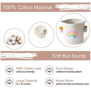 Cesta de arcoíris de algodón, cesto grande para la colada, almohadas, manta OEM, hecho en Vietnam - Product Image 2