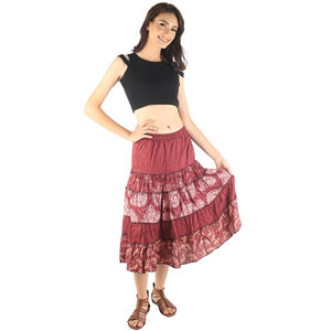 Napat Clothing Women's <b>Elastic</b> <b>Waist</b> Ruffle Tiered Calf Length <b>Skirt</b> Ready to Ship SK0061-02 - Product Image 1