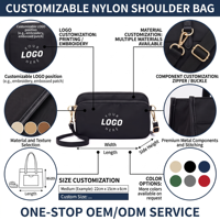 Sac à bandoulière en nylon imperméable personnalisé avec logo, petit sac messager tendance pour femmes, fournisseur B2B