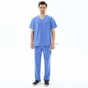 Hombres de alta calidad Scrubs Doctor uniforme médico de enfermería Scrubs para hombres de manga corta con cuello en V suave Spandex verano Hospital Scrubs - Product Image 5