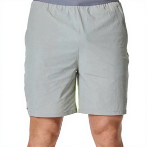 Men's Light Gray Solid Quick Dry Elastic Waist Casual <b>Shorts</b> Mid Rise <b>Woven</b> Polyester Mens <b>Shorts</b> - Product Image 2