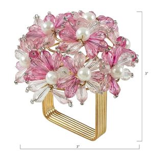 แหวนผ้าเช็ดปากสีชมพูลูกปัดแก้วเหล็กสำหรับตกแต่งโต๊ะดีไซน์ดอกไม้ราคาประหยัดโดยผู้ส่งออก - Product Image 6