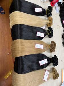 Vente en gros 100% kératine russe double pointe de bâton étirée extensions de cheveux à pointe plate 0.5 grammes 1 gramme brins de cheveux humains - Product Image 4