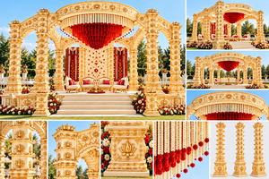 Mandap de Boda Tradicional Indio de Madera con Pilares Diya, Mandap de Boda Hindú Asiático, Fabricante Premium de Mandaps de Boda para EE. UU. - Product Image 6