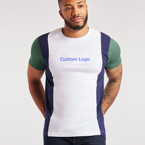 เสื้อยืดลายทางแขนสั้นสำหรับผู้ชายเสื้อยืดบล็อกสีแบบกำหนดเอง - Product Image 6