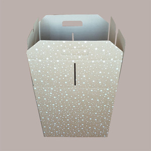 10 cajas medianas de botellas Panettone de cartón marrón con gráficos de estrellas blancas caja de regalo de Navidad suministros de vacaciones - Product Image 4