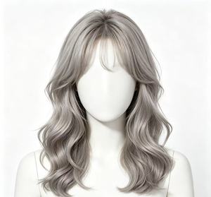 Silver Gray <b>Synthetic</b> Fiber <b>Wig</b> Heat Resistant Machine Made Monofilament Cap Natural Hairline for Daily Wear Cosplay - Product Image 1