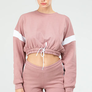 Sudadera con capucha de Invierno para mujer de tendencia para gimnasio y ropa de yoga Jersey recortado moderno con opción de logotipo frontal - Product Image 6