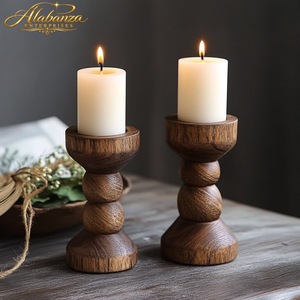 ชุดเชิงเทียนไม้ทำมือ 2 ชิ้น ตกแต่งด้วยไม้มะม่วง สำหรับตกแต่งโต๊ะบ้าน - Product Image 5